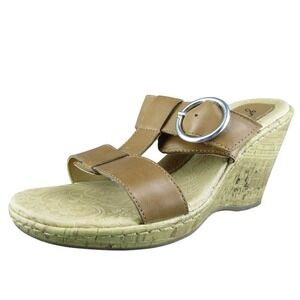 GNW Sydney Women Slide Sandal Shoes‎ Brown Leather Size 7 Medium